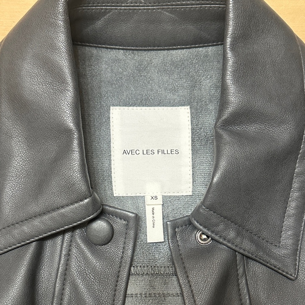 Avec Les Filles Black Leather Shirt Jacket | NWOT! - Picture 2 of 10